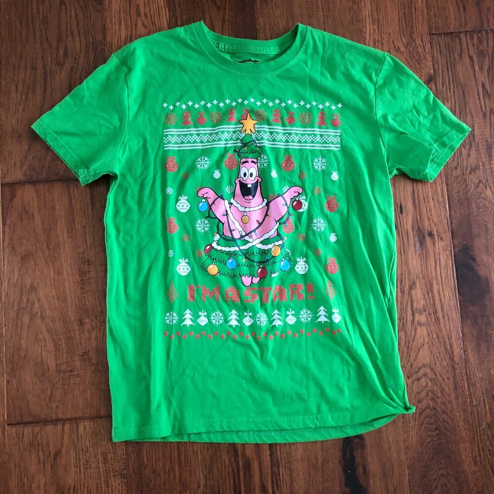 Nickelodeon Mens Holiday Tshirt - Spongebob Patrick Star "I'm a Star" - Size